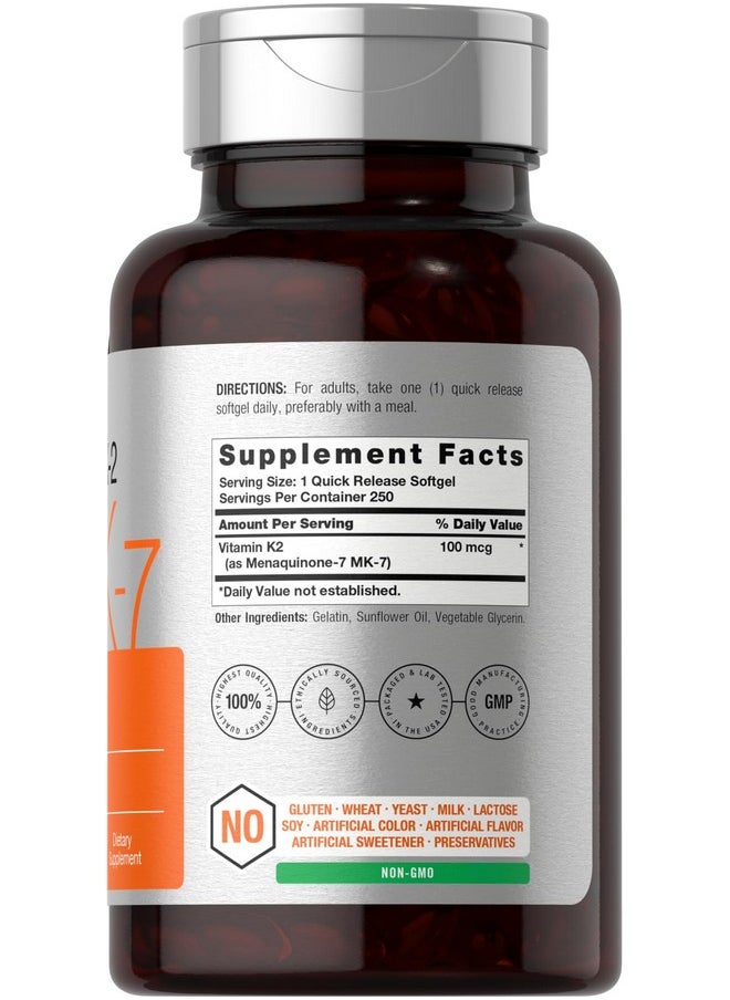 Horbaach Horbäach Vitamin K2 MK7 100mcg | 250 Softgels | Non-GMO, Gluten Free Supplement  - Image 2