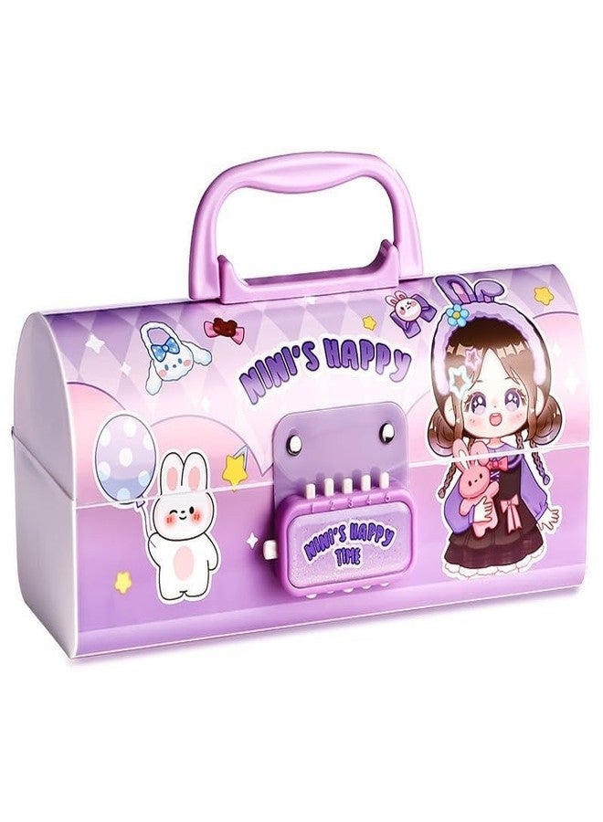 SQUICKLE Double Password Lock Cartoon Pencil Case | Multifunctional Stationery Organizer Box | Suitcase Shape Pencil Case for Boys and Girls for Birthday Gift (Pack of 1) (Mini's Happy) - Image 1