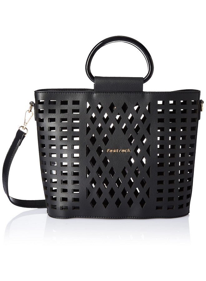 Fastrack Women's Black Cutwork Satchel - Image 1