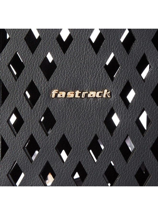 Fastrack Women's Black Cutwork Satchel - Image 4