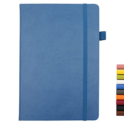 Deziliao Lined Journal Notebooks with Pen Loop, Hardcover Notebook Journal for Work, 100Gsm Premium Thick Paper with Inner Pocket, Medium 5.7"x8.4", （Green-Blue, Ruled） - Image 1