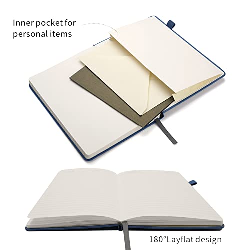 Deziliao Lined Journal Notebooks with Pen Loop, Hardcover Notebook Journal for Work, 100Gsm Premium Thick Paper with Inner Pocket, Medium 5.7"x8.4", （Green-Blue, Ruled） - Image 3