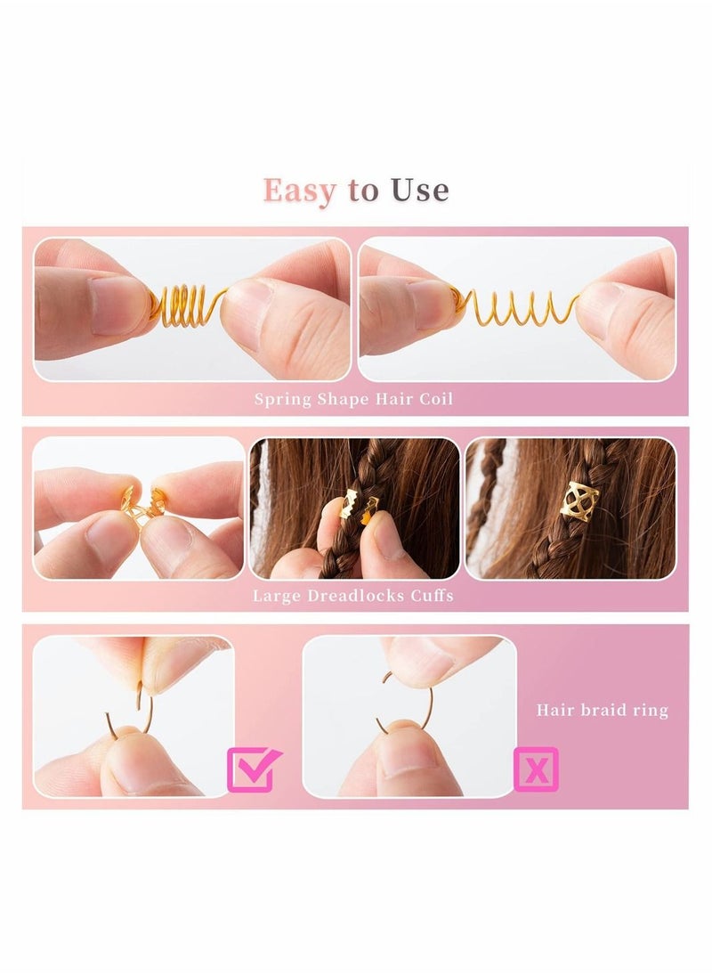 SYOSI - 200 Pcs Hair Beads Jewelry, Dreadlocks Gem Crystal Hair Charms Metal Hair Coils Rings Gold And Silver Hair Jewels Pendants Braid Cuffs Clips Loc Tube Bead Braid Accessories for Hair Braids Decoration - Image 1