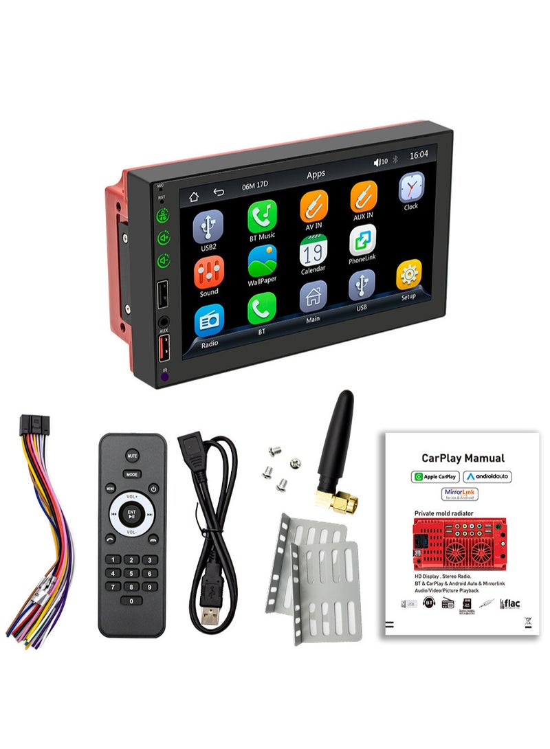 Generic 7 Inch Car Stereo MP5 Player BT FM/AM Radio Receiver with Carplay Android Auto Support Hands-Free Calling USB Charge/Playback Phone Link Reversing Assist Steering Wheel Control  - Image 2