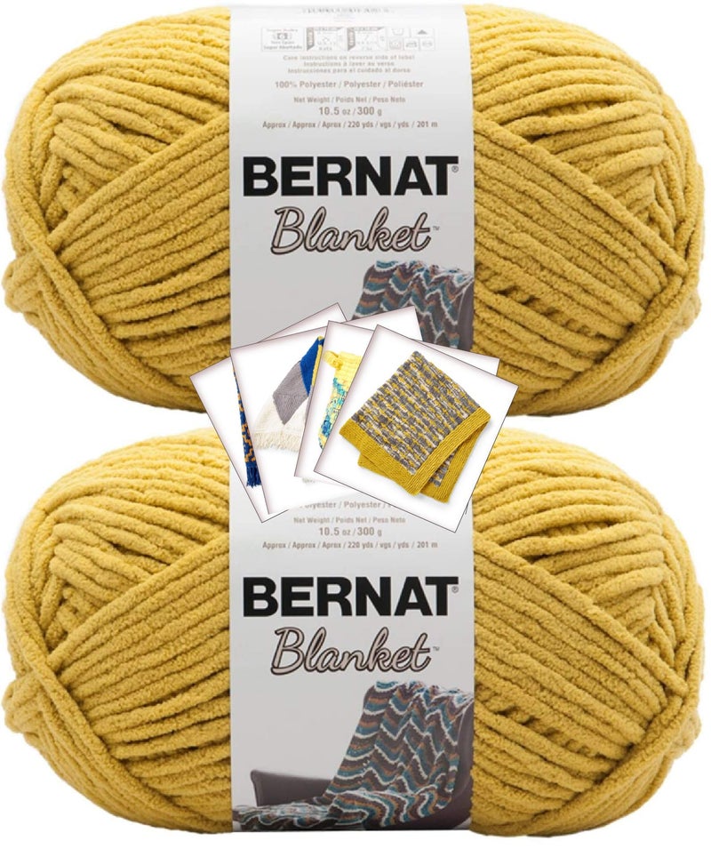 Bernat Blanket Yarn Big Ball 105 oz 2 Pack with Pattern Cards in Color Moss