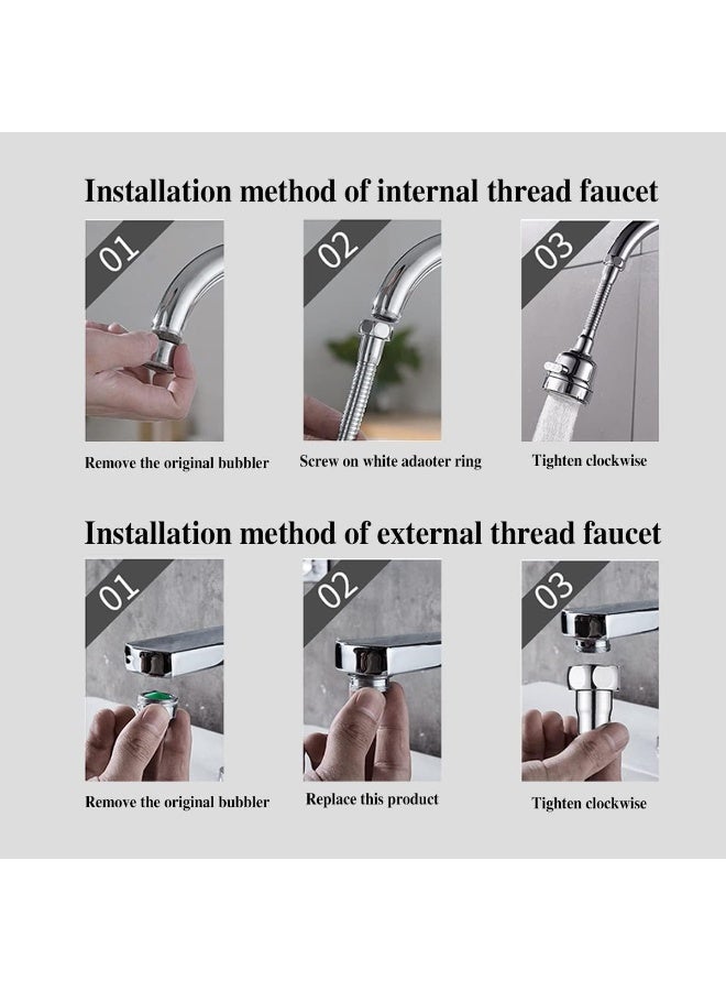 Relex 360°Rotatable Kitchen Faucet Head Movable Tap Head Anti-Splash Replacement Faucet Sprayer Head Water-Saving Sink Faucet Booster Nozzle for Kitchen, Bathroom Faucet - Image 4