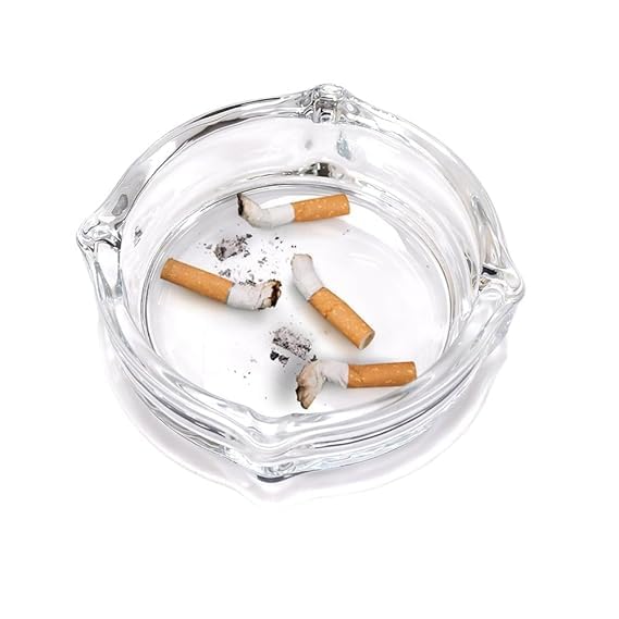 ATEVON Thick Glass Ashtray – Sturdy Round Crystal Ashtray with Notches for Cigarettes & Cigars, Ideal for Home, Office & Outdoor Use - Image 2