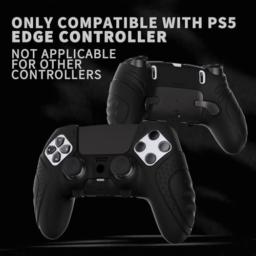 PlayVital Guardian Edition Anti-Slip Ergonomic Silicone Cover Case for ps5 Edge Controller, Soft Rubber Protector Skin for ps5 Edge Wireless Controller with Thumb Grip Caps - Black - Image 2