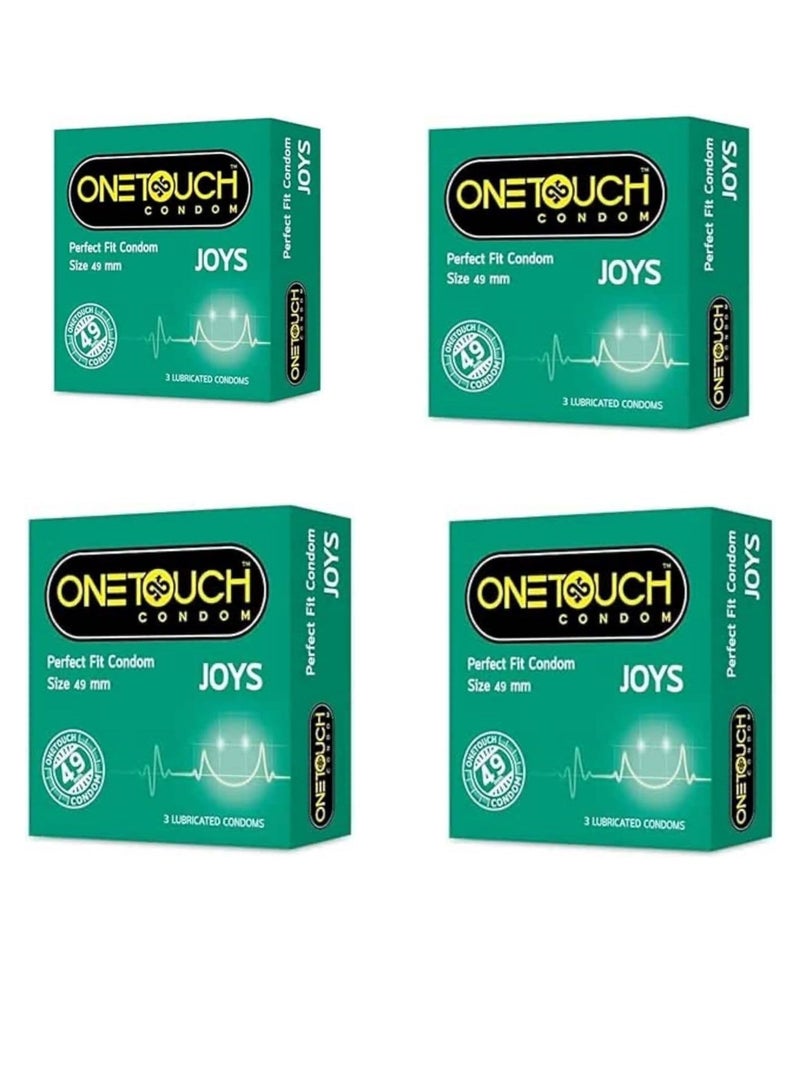 ون تاتش واقي ذكري ون تاتش جوي بمقاس مثالي 49 ملم، عبوة من 4 قطع - 3 قطع في كل واحد.