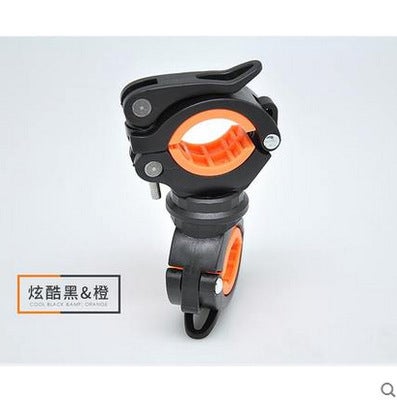 Generic 360 lamp holder bicycle flashlight color lamp clip front lamp holder fixing bracket car clip mountain bike equipment accessories Black Orange 