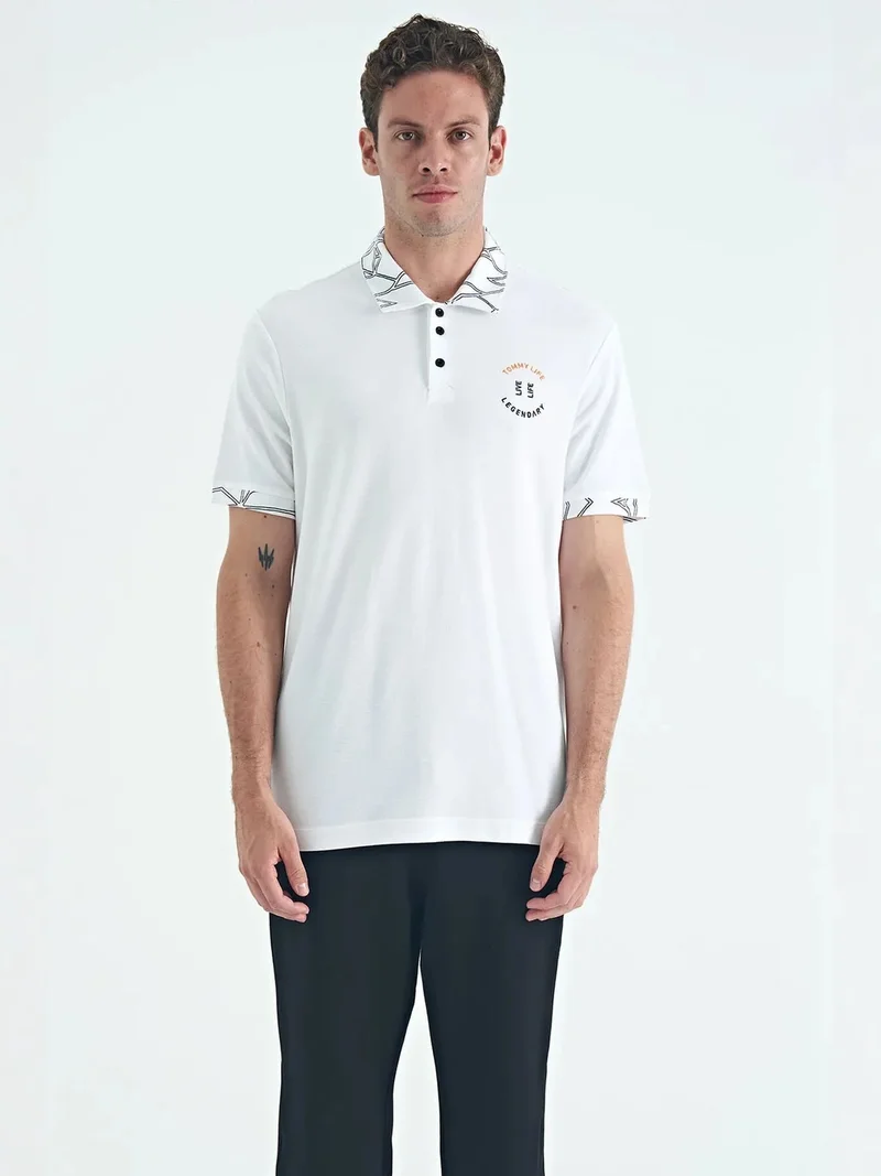 TOMMYLIFE TOMMY Men's Cotton Polo Shirt With Button Placket