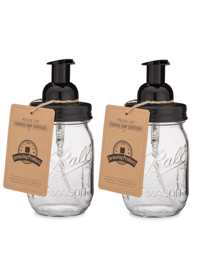 Jarmazing Products Mason Jar Foaming Soap Dispenser - Black - with 16 Ounce Ball Mason Jar - Two Pack! - Image 3