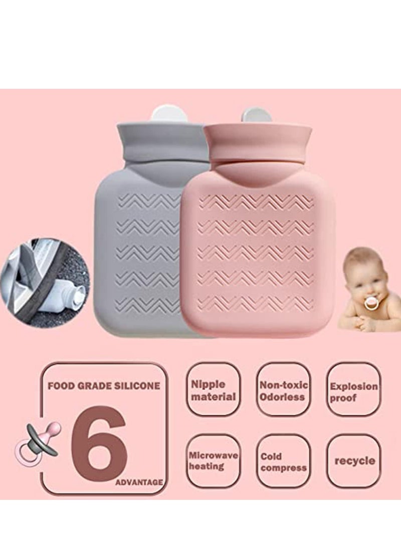 Bukela Hot Water Bottle with Soft Cover, Small Lovely and Reusable Hot Water Bottles Hand Warmers Portable Removeable & Washable Knit Bottle Covers, Microwave Oven Heating Available (Pink)  - Image 4