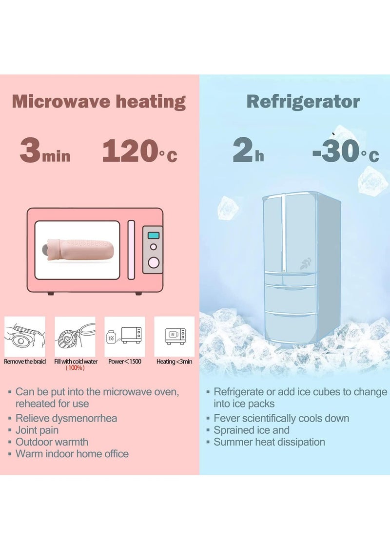 Bukela Hot Water Bottle with Soft Cover, Small Lovely and Reusable Hot Water Bottles Hand Warmers Portable Removeable & Washable Knit Bottle Covers, Microwave Oven Heating Available (Pink)  - Image 5