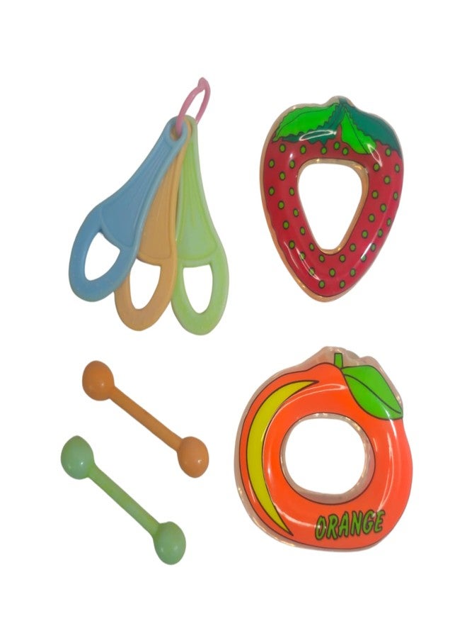 JOY'S E-STORE Baby Teether Combo - 2 Water-Filled (Strawberry and Orange Shape) & 3 Silicone Teethers for 3-12 Months | BPA-Free, Easy Grip Teething Toys for Newborns & Toddlers | Safe Mouthing Toys for Babies - BT49 - Image 5