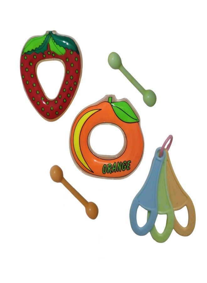 JOY'S E-STORE Baby Teether Combo - 2 Water-Filled (Strawberry and Orange Shape) & 3 Silicone Teethers for 3-12 Months | BPA-Free, Easy Grip Teething Toys for Newborns & Toddlers | Safe Mouthing Toys for Babies - BT49 - Image 1