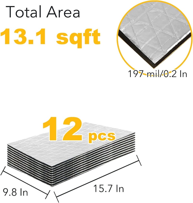 KOIKEY Car Sound Deadening Foam Mat - KOIKEY 197 mil 13.1 sqft Auto Soundproofing Material - Image 5