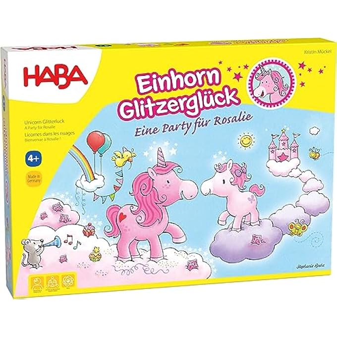 HABA Unicorn Glitter Happiness Cooperative Running and Collecting Game for 24 Players from 4 Years Party in the Cloudland Board Game Childrens Toy 1302767001 - Image 1