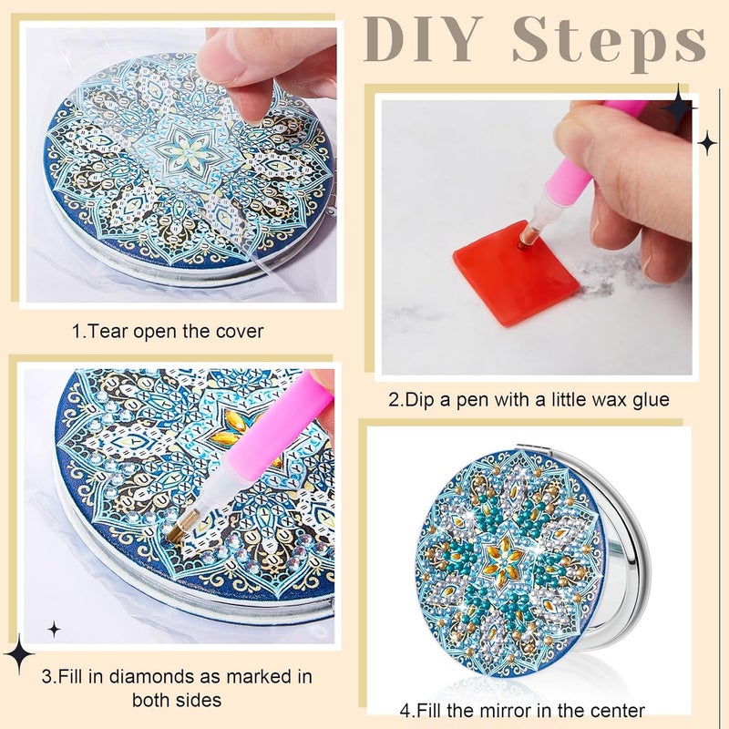klarako 19 Set Mandala Diamond Painting Kits Include Diamond Art Coasters with Holder DIY Keychains Crafts Personalized Bookmarks Handmade Purses and Compact Mirror for Beginners Party Gift Supplies - Image 4
