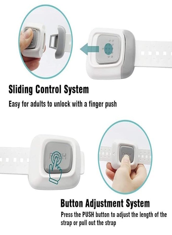 HomeAra Multi Use Double Button Adjustable Straps Children Safety Lock Baby Proof Latches for Door, Drawers, Oven, Refrigerator, Toilet Seat, Closet and Cupboard (Pack of 4 PCS) - Image 3
