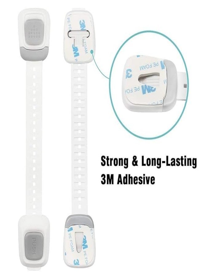 HomeAra Multi Use Double Button Adjustable Straps Children Safety Lock Baby Proof Latches for Door, Drawers, Oven, Refrigerator, Toilet Seat, Closet and Cupboard (Pack of 4 PCS) - Image 4