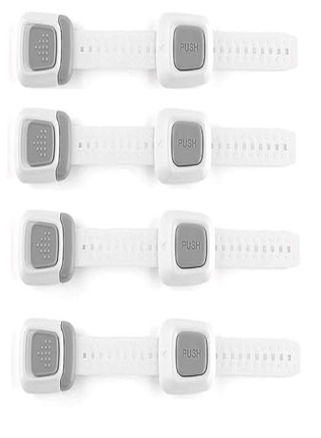 HomeAra Multi Use Double Button Adjustable Straps Children Safety Lock Baby Proof Latches for Door, Drawers, Oven, Refrigerator, Toilet Seat, Closet and Cupboard (Pack of 4 PCS) - Image 1