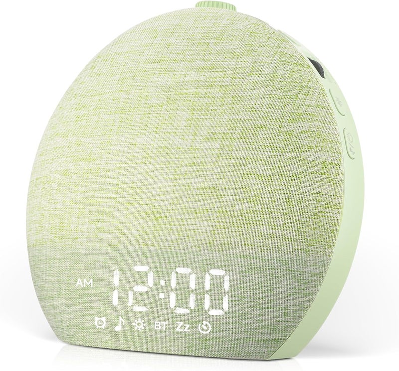 Geuuap Sunrise Alarm Clock White Noise Sound Machine for Bedroom | Natural Wake-Up Light with 30 Soothing Sleep Aids, Bluetooth Speaker, Dimmable Clock, Screen-Free Design for Baby Adults Kids-Green - Image 1