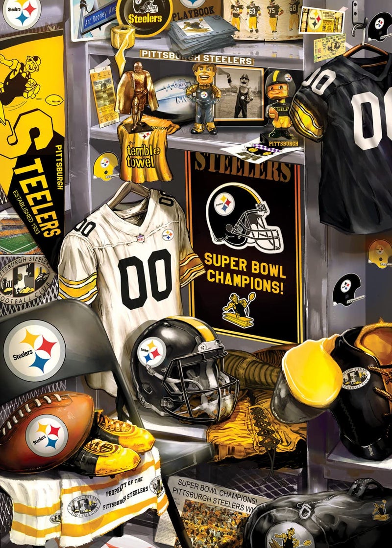 MasterPieces NFL Steelers Puzzle 500 Piece Jigsaw Puzzle, Officially Licensed Pittsburgh Locker Room Artwork, Nostalgic Sports Memorabilia Scene, Eco Friendly Materials, 15 x 21 Collectible Display - Image 2