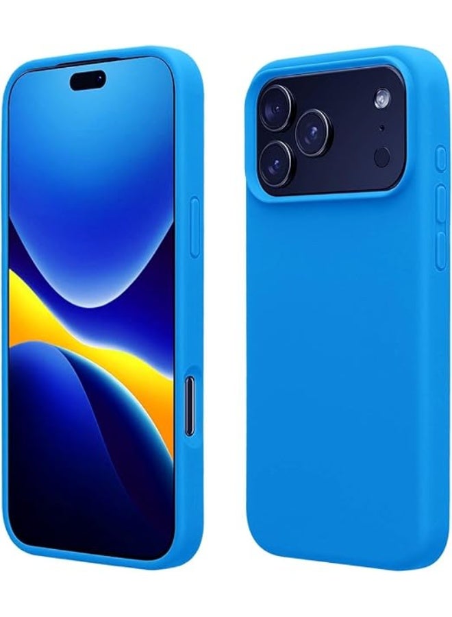 جراب متوافق مع iPhone 17 Pro Max مقاس 6.9 بوصة، جراب نحيف من السيليكون السائل بأربع طبقات مغطى بالكامل بطبقة مطاطية ناعمة مقاومة للصدمات، جراب هاتف واقٍ لهاتف iPhone 17 Pro Max (أزرق محيطي) - Image 1