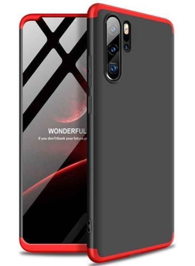 NIBEMINENT 3-Piece 360 Degree Protective Case Cover For Huawei P30 Pro Black/Red - Image 2
