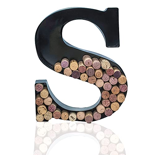 Made Easy Kit Metal Letter Wine Cork Keepsake Saver & Holder Monogram w/Free Wall Mount Kit A-Z (Letter S, Large) - Image 2