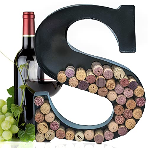 Made Easy Kit Metal Letter Wine Cork Keepsake Saver & Holder Monogram w/Free Wall Mount Kit A-Z (Letter S, Large) - Image 1