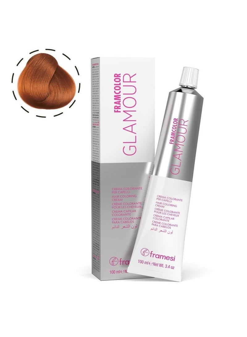 Framesi Morphosis Framesi FRAMCOLOR GLAMOUR 7.635 Medium Blonde Golden‑Rose Sand 100ml — Warm Golden Pink Blonde Shade - Image 1