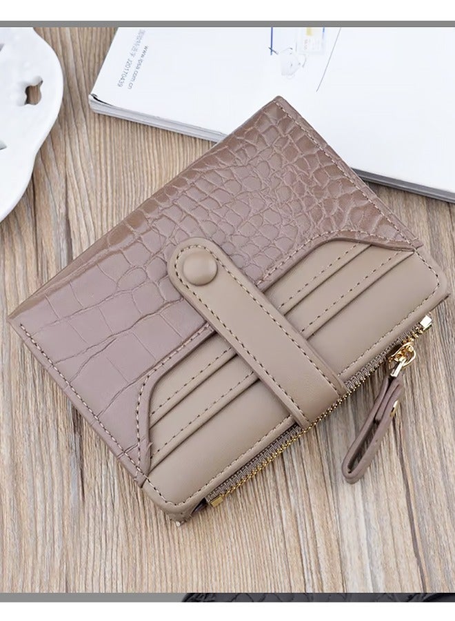 محفظة نسائية رفيعة وبسيطة من الجلد مزودة بخاصية حجب RFID، وحامل بطاقات مع جيب أمامي - Image 1