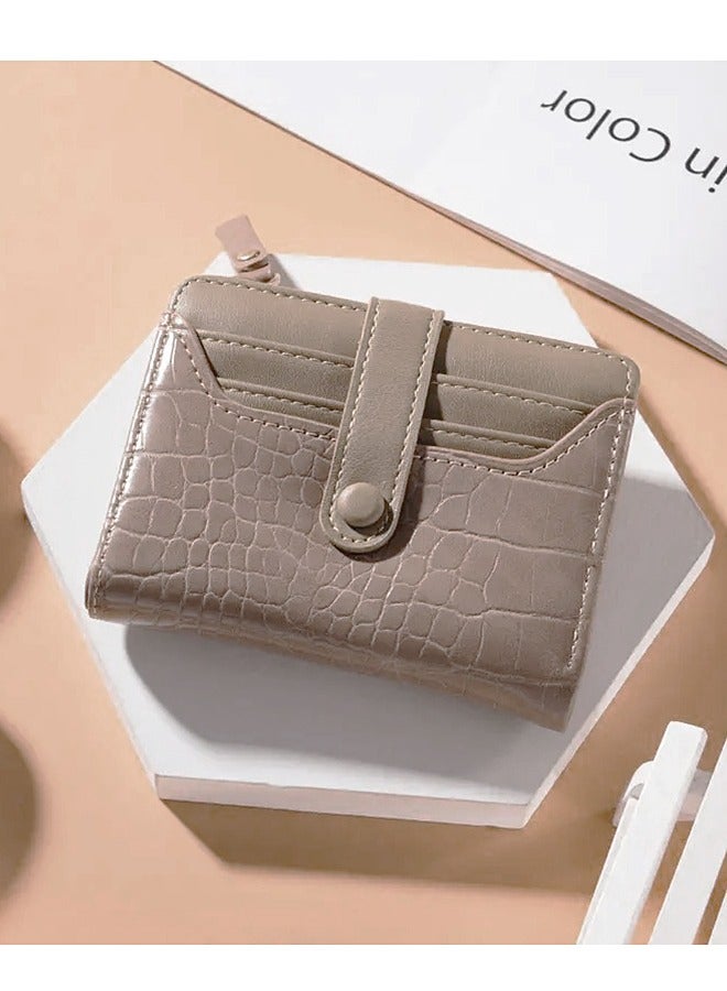 محفظة نسائية رفيعة وبسيطة من الجلد مزودة بخاصية حجب RFID، وحامل بطاقات مع جيب أمامي - Image 2