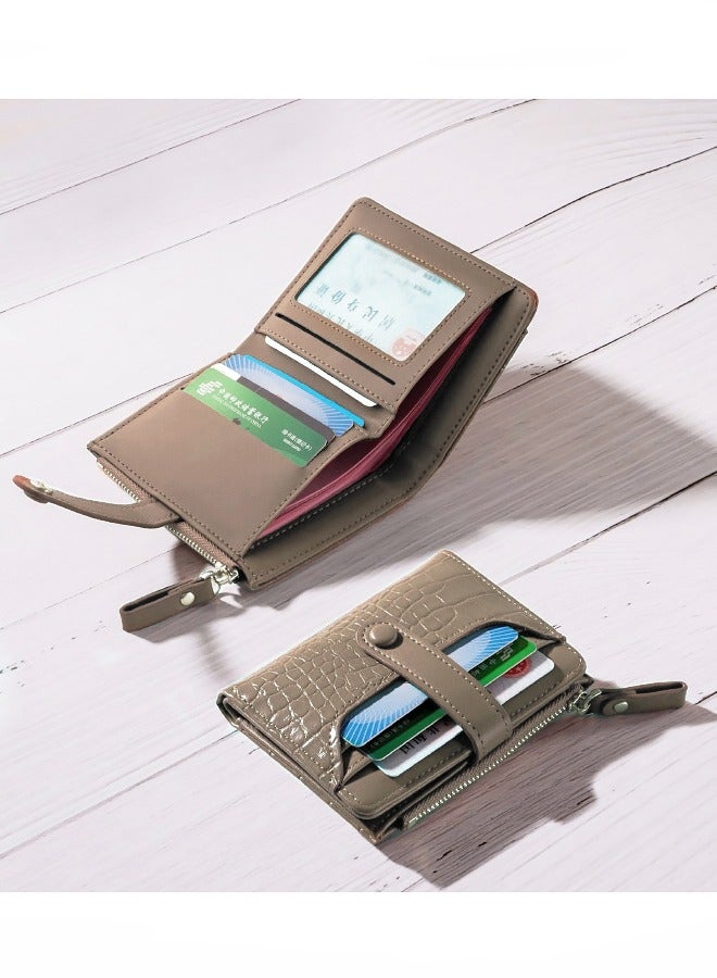 محفظة نسائية رفيعة وبسيطة من الجلد مزودة بخاصية حجب RFID، وحامل بطاقات مع جيب أمامي - Image 3