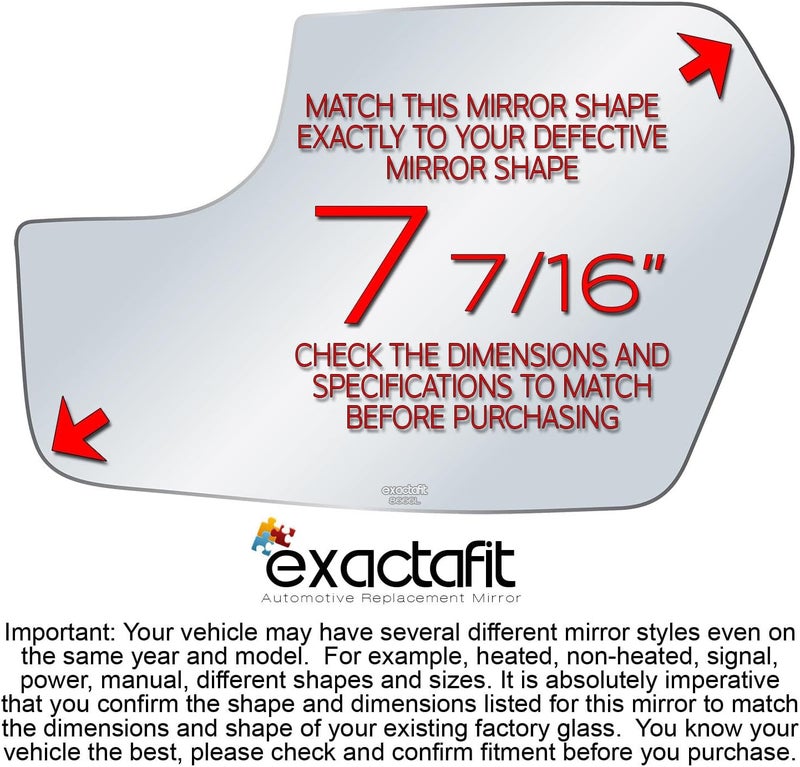 Rugged TUFF exactafit 8666L Driver Side Mirror Glass Replacement Repair Compatible With 2011-2012 Ford Fusion, 2011 Mercury Milan - Image 2