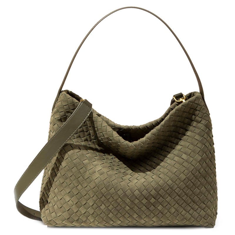 Rejolly Suede Tote Bag for Women Woven Hobo Handbag Slouchy Shoulder Purse Crossbody Designer Bag Suede Olive Green - Image 1