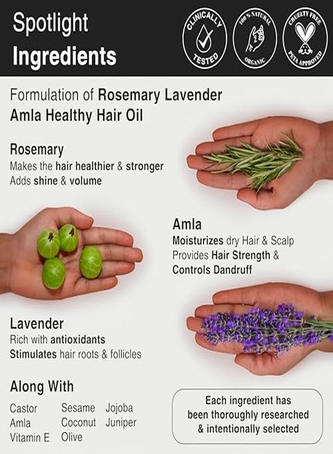 Soulflower Rosemary Lavender Amla Hair Oil for Hair Growth & Hair Fall Control | Anti Dandruff, Dry Scalp, Long & Strong Hair | Natural Essential Oils for Men & Women - 100ml - Image 3