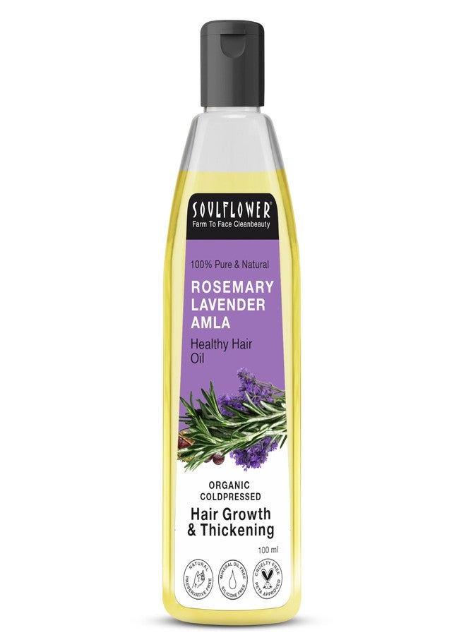 Soulflower Rosemary Lavender Amla Hair Oil for Hair Growth & Hair Fall Control | Anti Dandruff, Dry Scalp, Long & Strong Hair | Natural Essential Oils for Men & Women - 100ml - Image 1