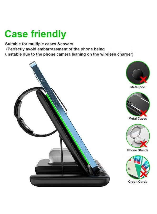 3-in-1 Wireless Charger, Foldable Dual-Coil Design, Black  - Image 5