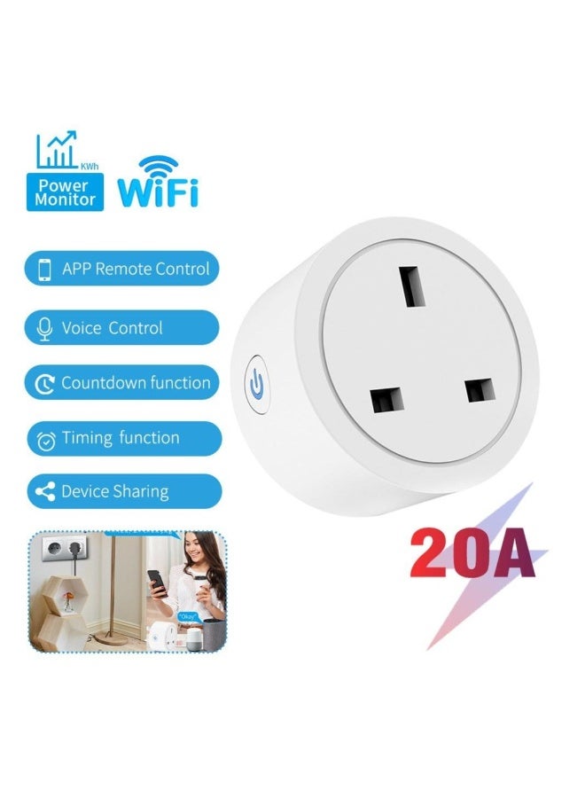 تويا 20A Smart Plug Tuya Wifi Wireless Remote Controlled Plug Timing Schedule Plug Works with Tuya Smart Life App and Alexa Google Home - Image 1