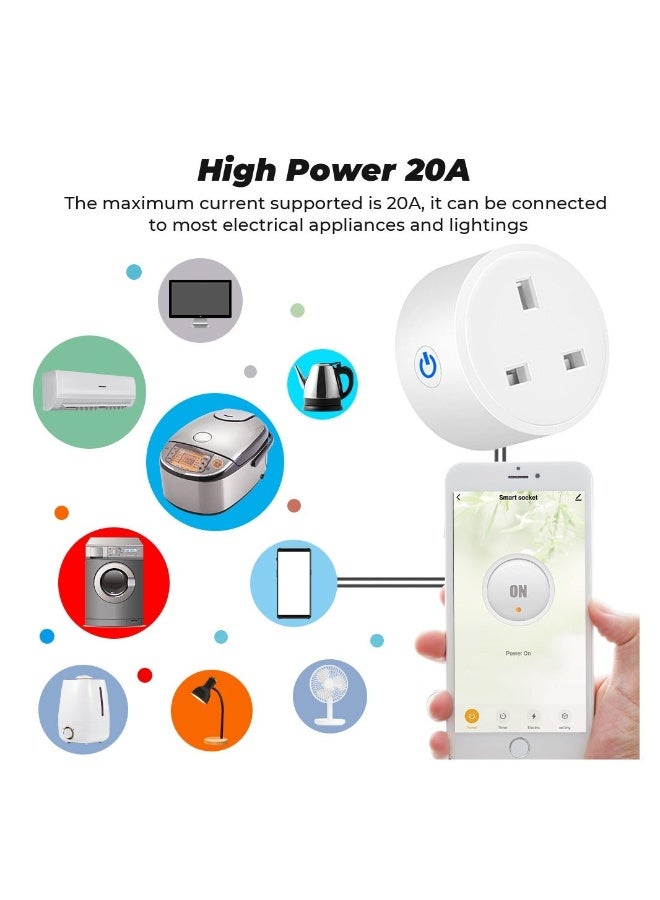 تويا 20A Smart Plug Tuya Wifi Wireless Remote Controlled Plug Timing Schedule Plug Works with Tuya Smart Life App and Alexa Google Home - Image 2