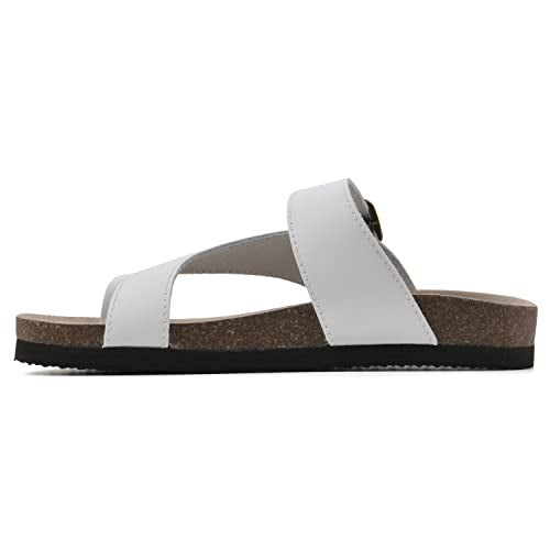 WHITE MOUNTAIN Shoes Carly Women's Flat Sandal, White/Leather, 7 M - Image 4