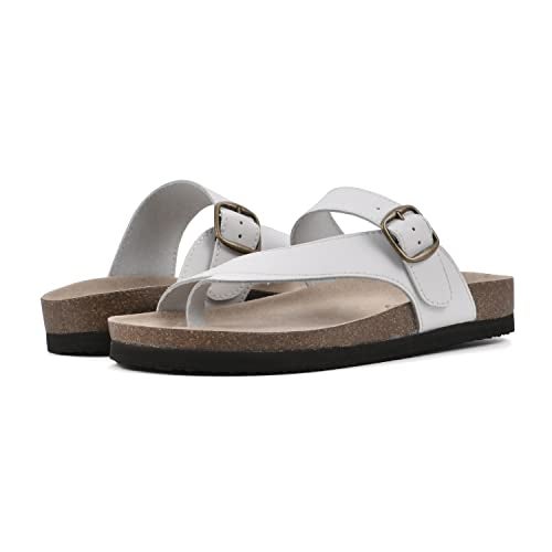 WHITE MOUNTAIN Shoes Carly Women's Flat Sandal, White/Leather, 7 M - Image 2