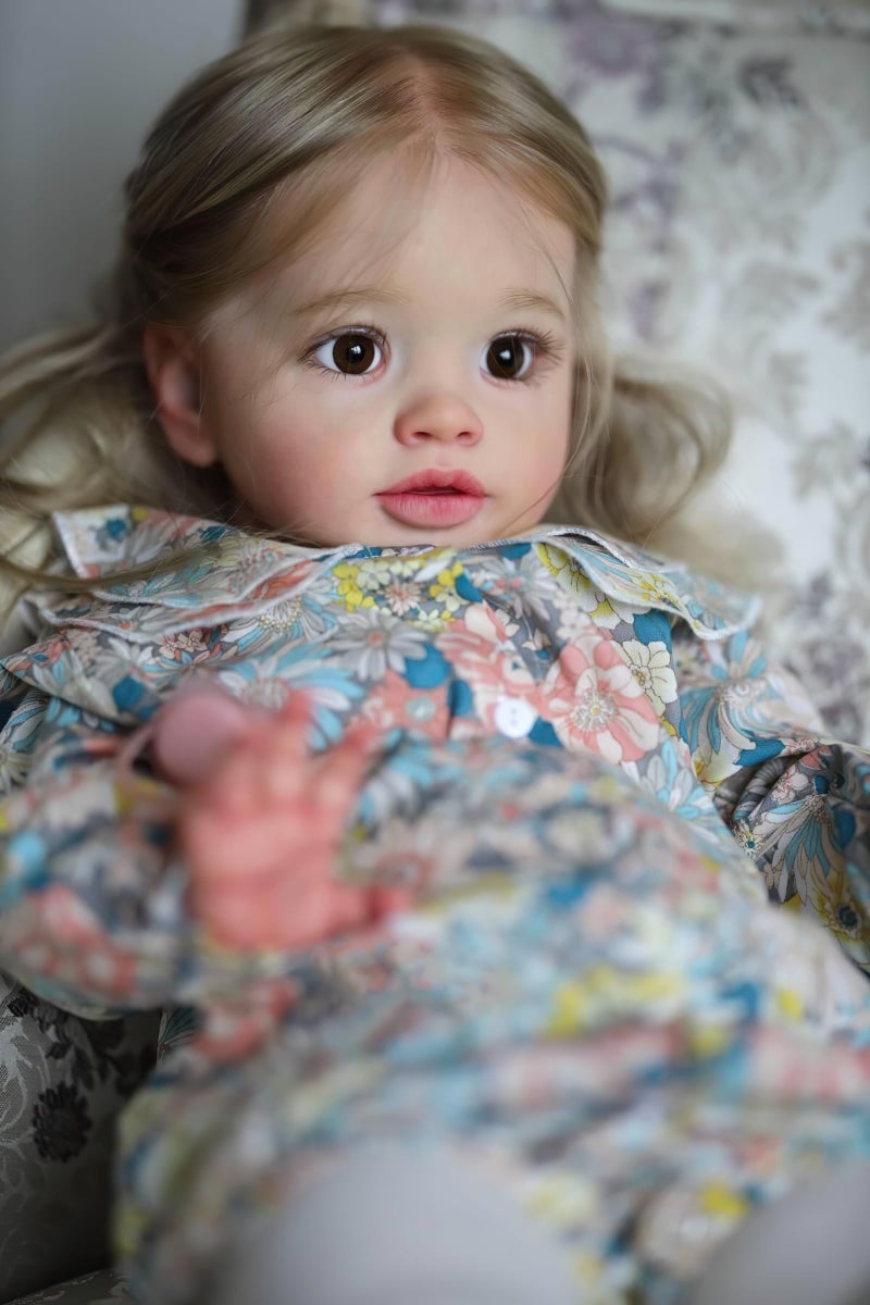 TERABITHIA 26 Inches Huge Baby Size Realistic Reborn Baby Doll with Rooted Hair Lifelike Vinyl Newborn Toddler Girl Dolls in Floral Outfit Soft Touch Body Collectible Toys - Image 1