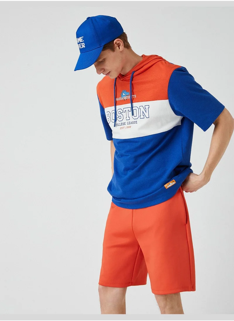 KOTON Oversized Hooded Basketball T-Shirt