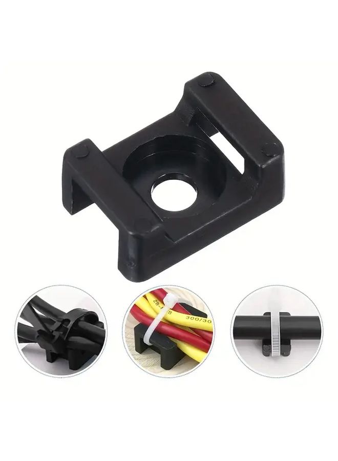 Black Saddle Shaped Cable Tie Fixing Seat Screw Type Wire Clips 100pcs - Image 2