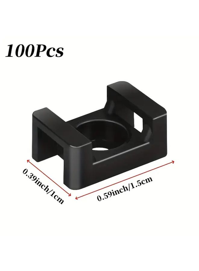 Black Saddle Shaped Cable Tie Fixing Seat Screw Type Wire Clips 100pcs - Image 3