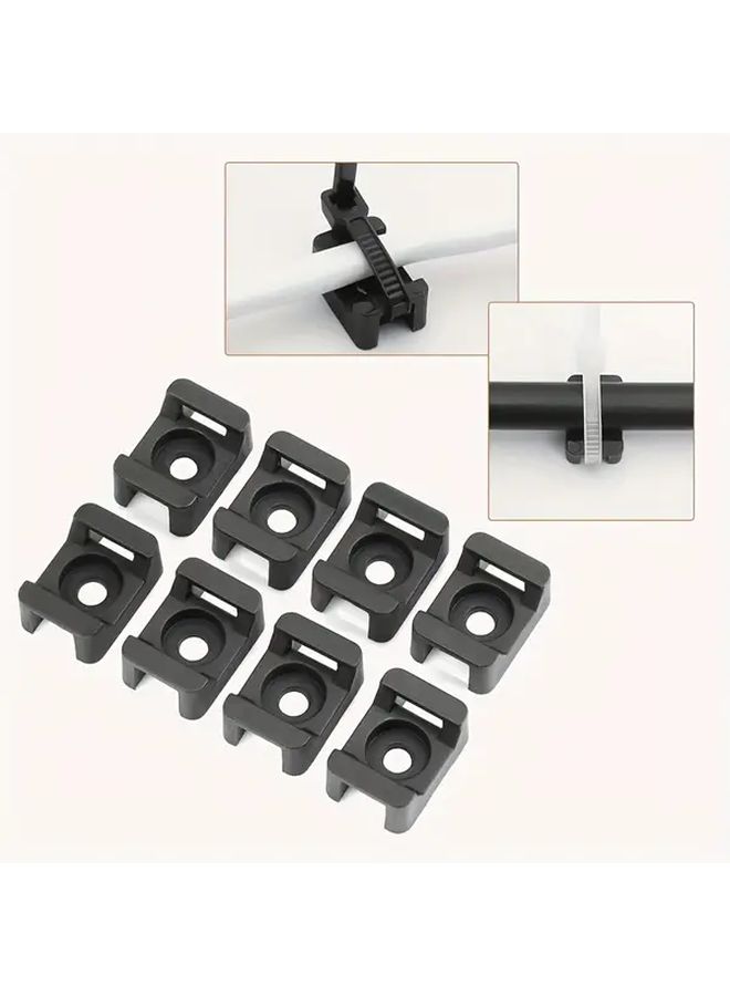 Black Saddle Shaped Cable Tie Fixing Seat Screw Type Wire Clips 100pcs - Image 4